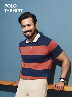 Navy-and-Orange-Striped-Polo-T-Shirt-For-Men-Fresh-launch